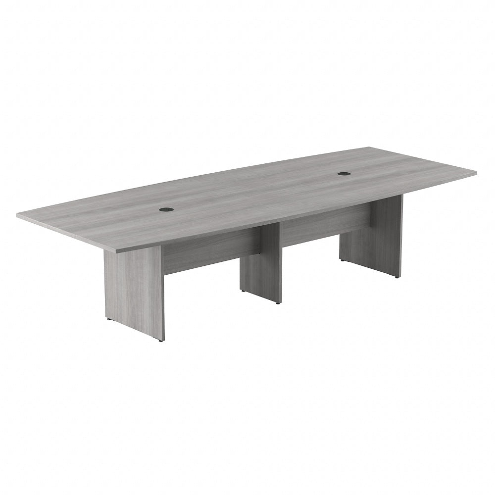 Bush Business Furniture 120inW x 48inD Boat-Shaped Conference Table With Wood Base, Platinum Gray, Standard Delivery