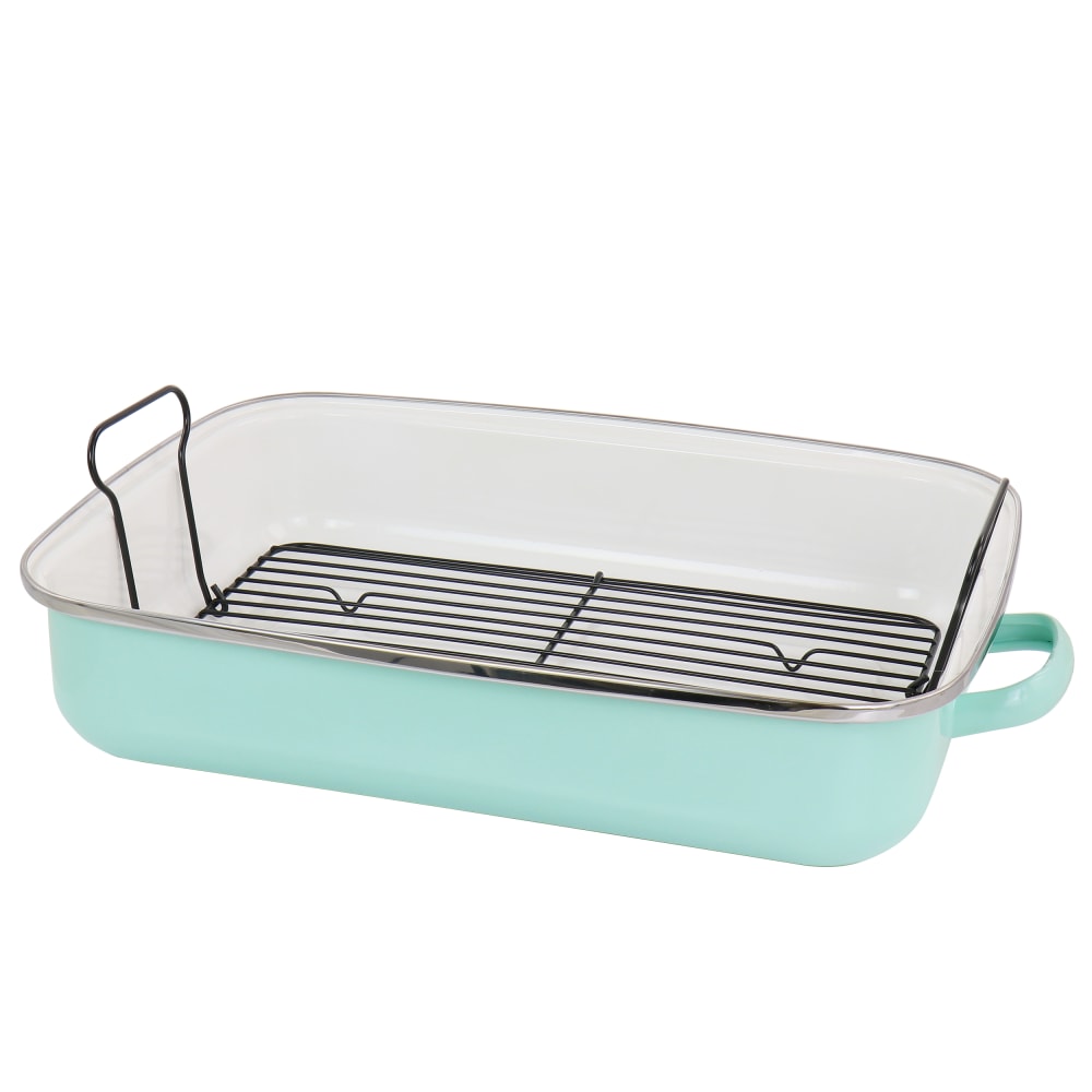 Martha Stewart Steel Roasting Pan, 18in, Mint