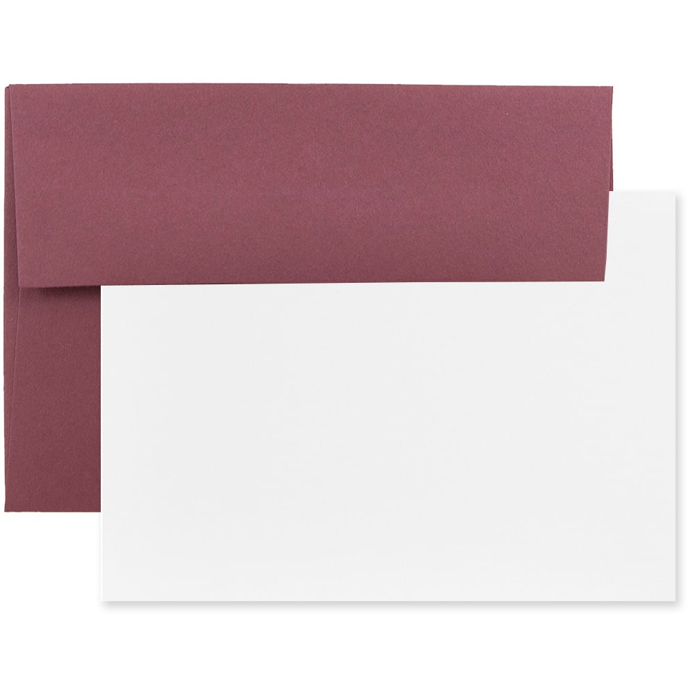 JAM Paper Stationery Set, 4 3/4in x 6 1/2in, Burgundy/White, Set Of 25 Cards And Envelopes