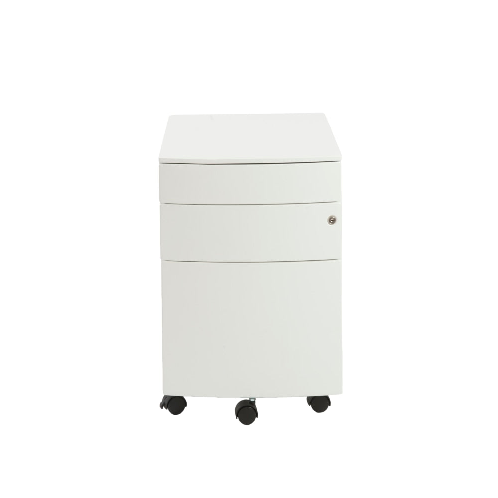 Eurostyle Floyd 23inD Vertical 3-Drawer Commercial Rolling File Cabinet, White