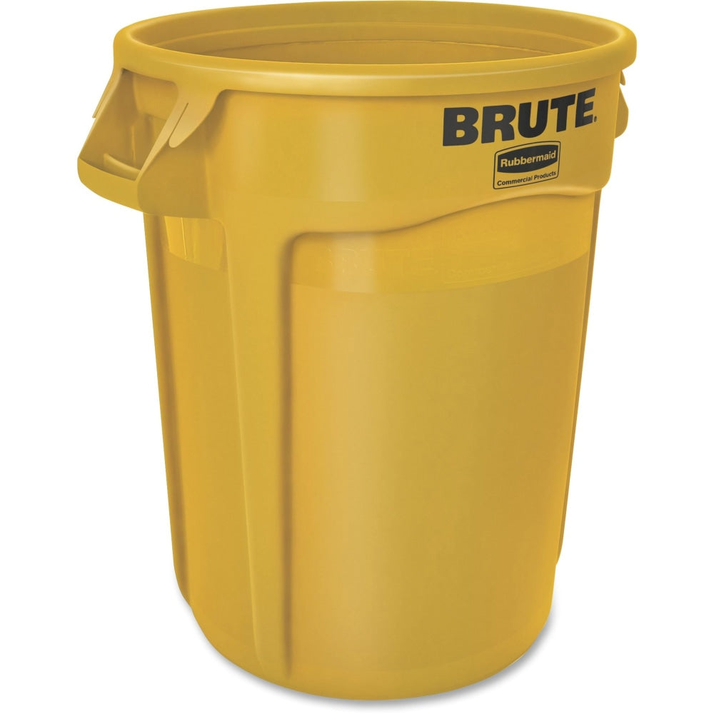 Rubbermaid Commercial Brute 32-Gallon Vented Containers - 32 gal Capacity - Round -  - 27.3in Height x 21.9in Diameter - Plastic - Yellow - 6 / Carton