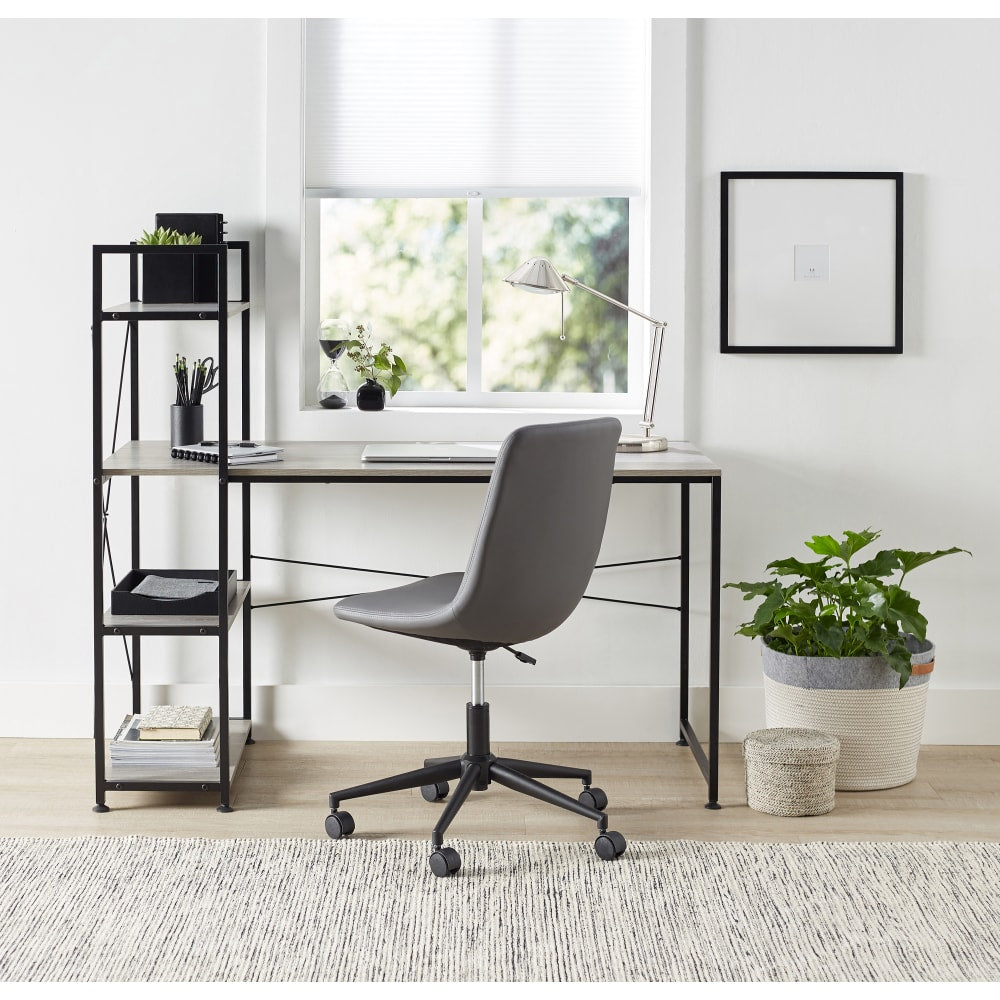 Realspace Trazer 56inW Computer Desk With Storage Shelves, Gray