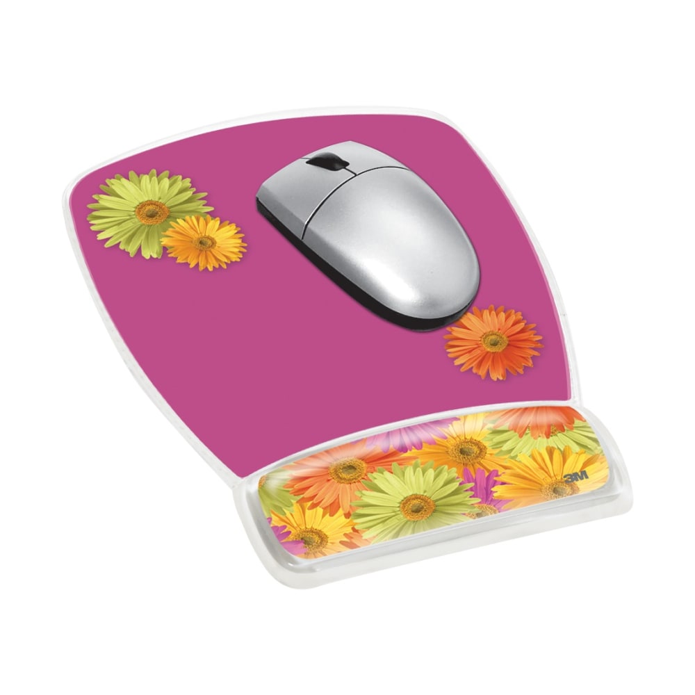 3M Precise Micro-Texture Mousing Surface With Gel Wrist Rest, Daisy Design