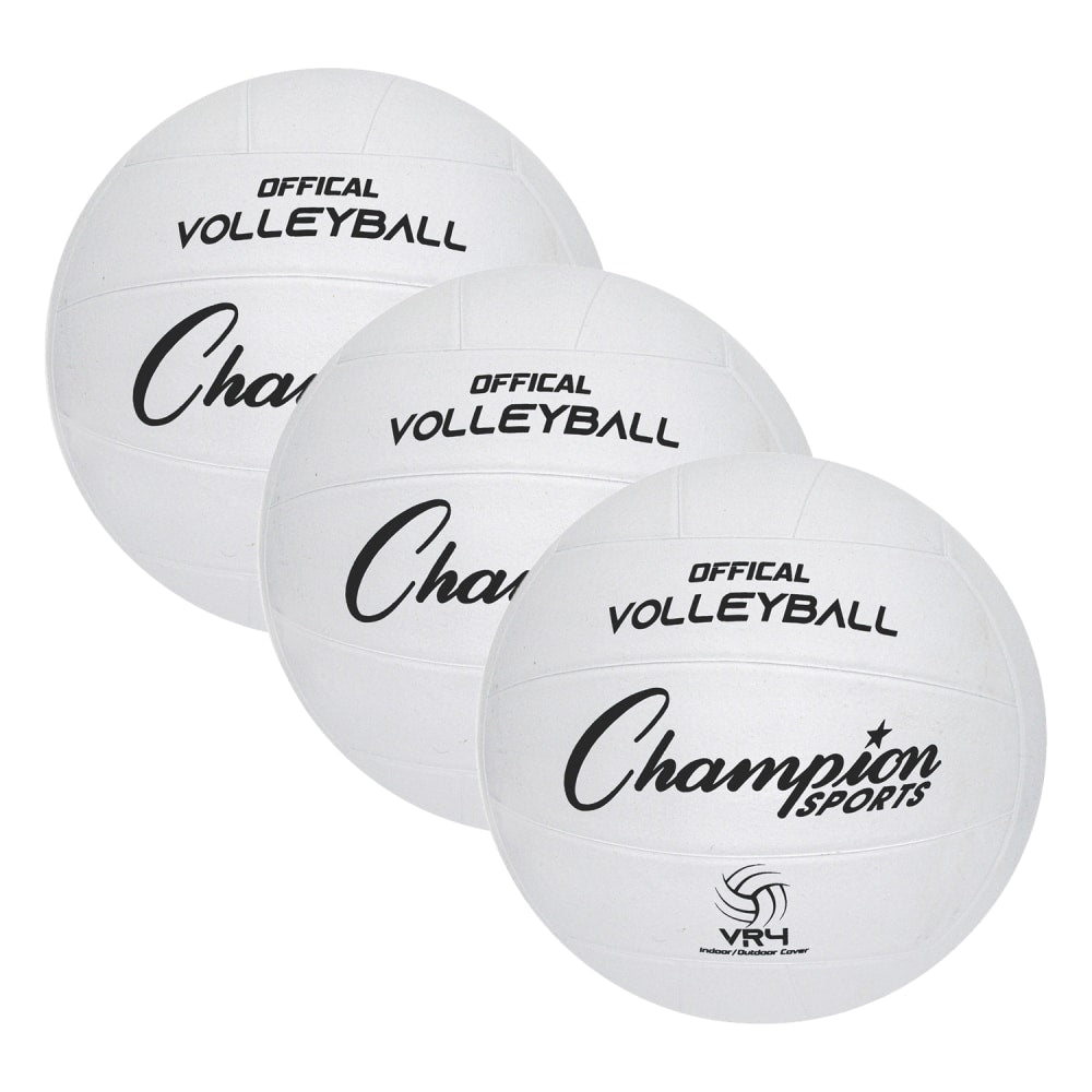 Champion Sports Rubber Volleyballs, Official Size, White, Pack Of 3 Balls