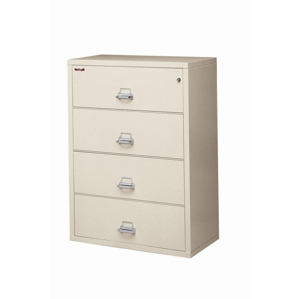 FireKing UL 1-Hour 22-1/8inW x 37-1/2inD Lateral 4-Drawer Fireproof File Cabinet, Parchment, White Glove Delivery