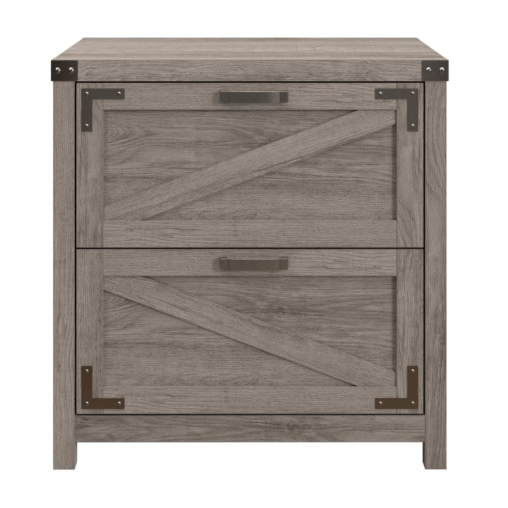 Bush Furniture Knoxville 29-3/16inW x 20-7/8inD 2 Drawer Lateral File Cabinet, Restored Gray, Standard Delivery