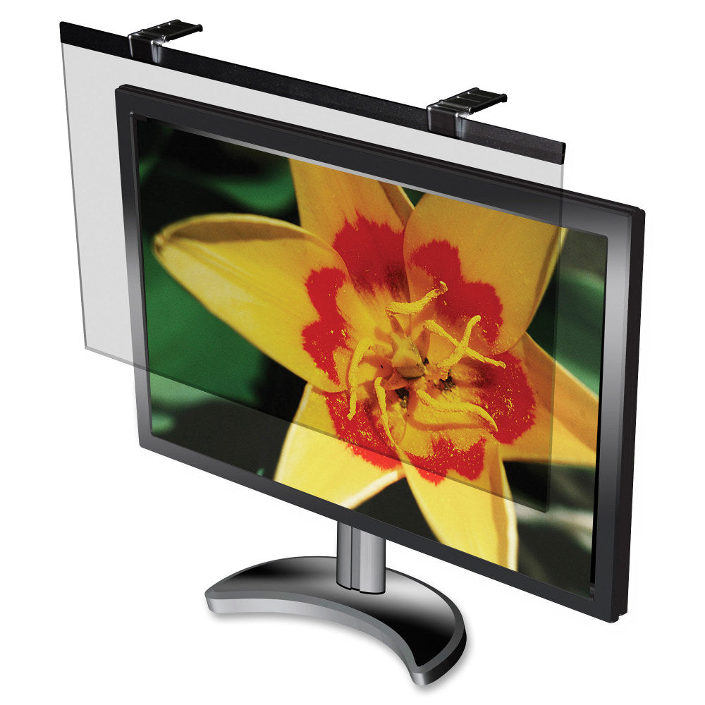 Business Source Wide-screen LCD Anti-glare Filter Black - For 21.5in Widescreen LCD, 22in Monitor - 16:10 - Acrylic - Yes - 1 Pack