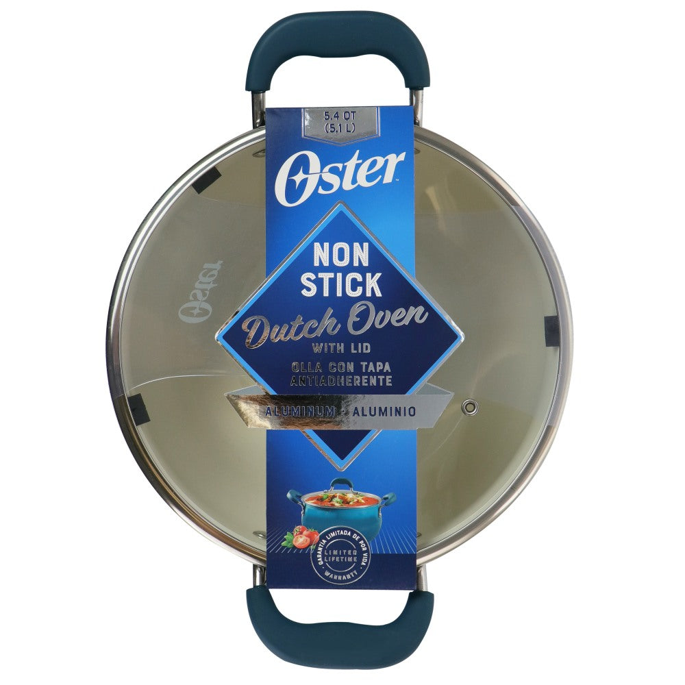 Oster Corbett 5.4 Qt Non-Stick Aluminum Dutch Oven, Blue