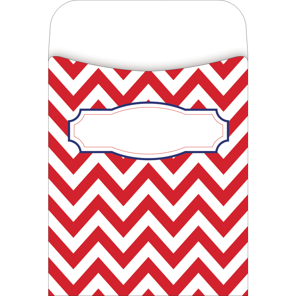 Barker Creek Peel & Stick Library Pockets, 3in x 5in, Nautical Chevron, Pack Of 60 Pockets