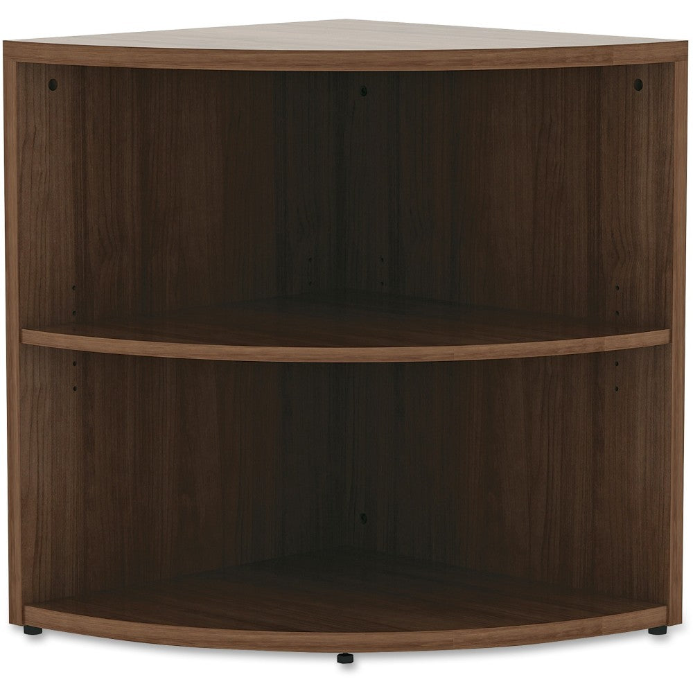 Lorell Essentials Series 30inH 2-Shelf Corner Bookcase, Walnut