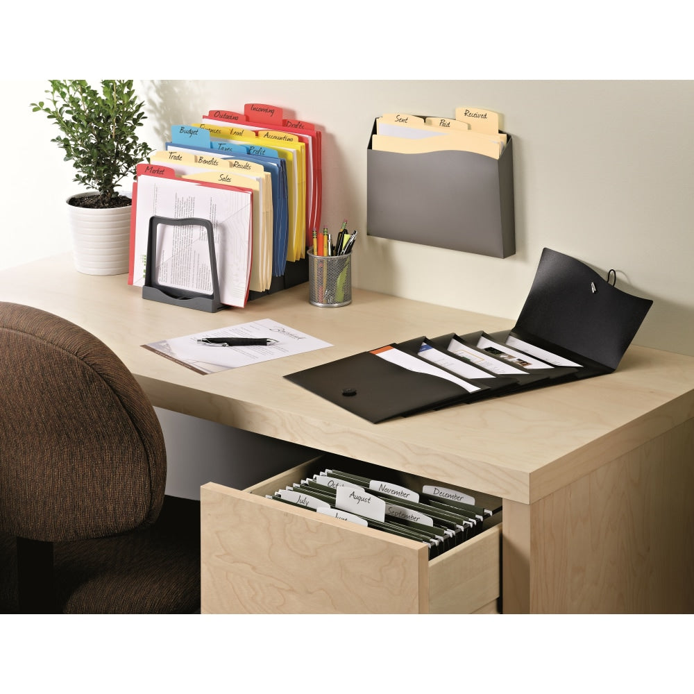 Avery Adjustable File Rack - 5 Compartment(s) - 11.5in Height x 8in Width x 10.5in Depth - Desktop - Black - Plastic - 1Each