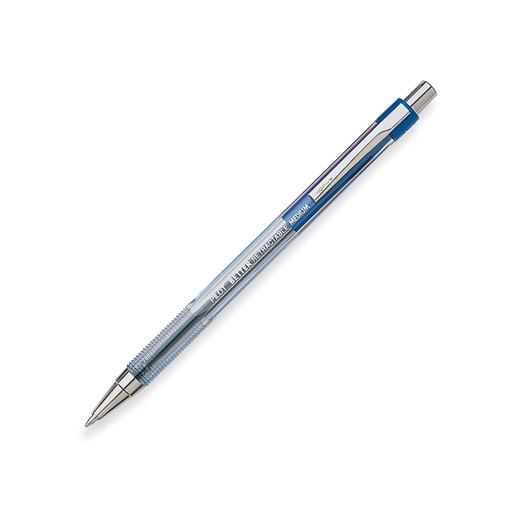 Pilot Better Retractable Ballpoint Pens, Medium Point, 1.0 mm, Translucent Blue Barrel, Blue Ink, Pack Of 12