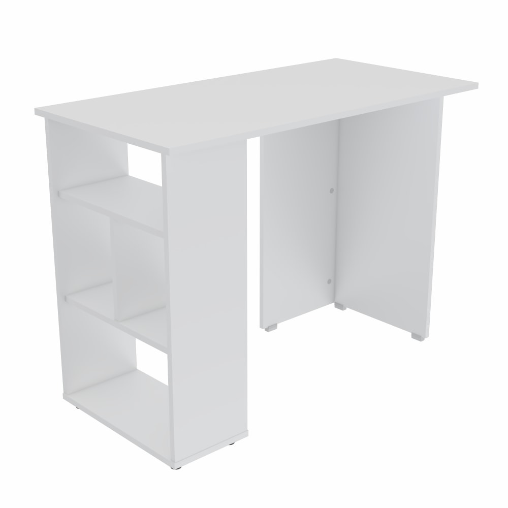 Inval 40inW Writing Desk With Open Storage Shelves, White