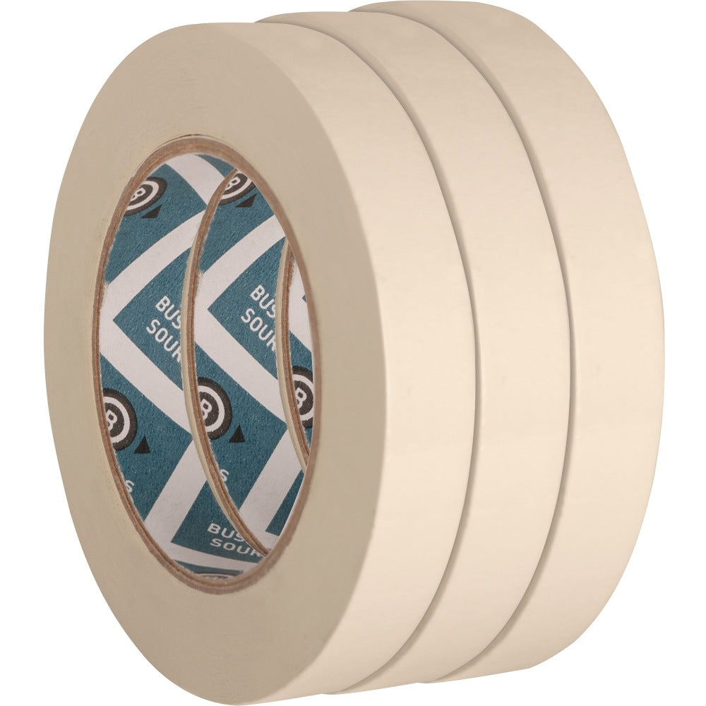 Business Source Utility-purpose Masking Tape - 60 yd Length x 0.75in Width - 3in Core - Crepe Paper Backing - 6 / Bundle - Tan