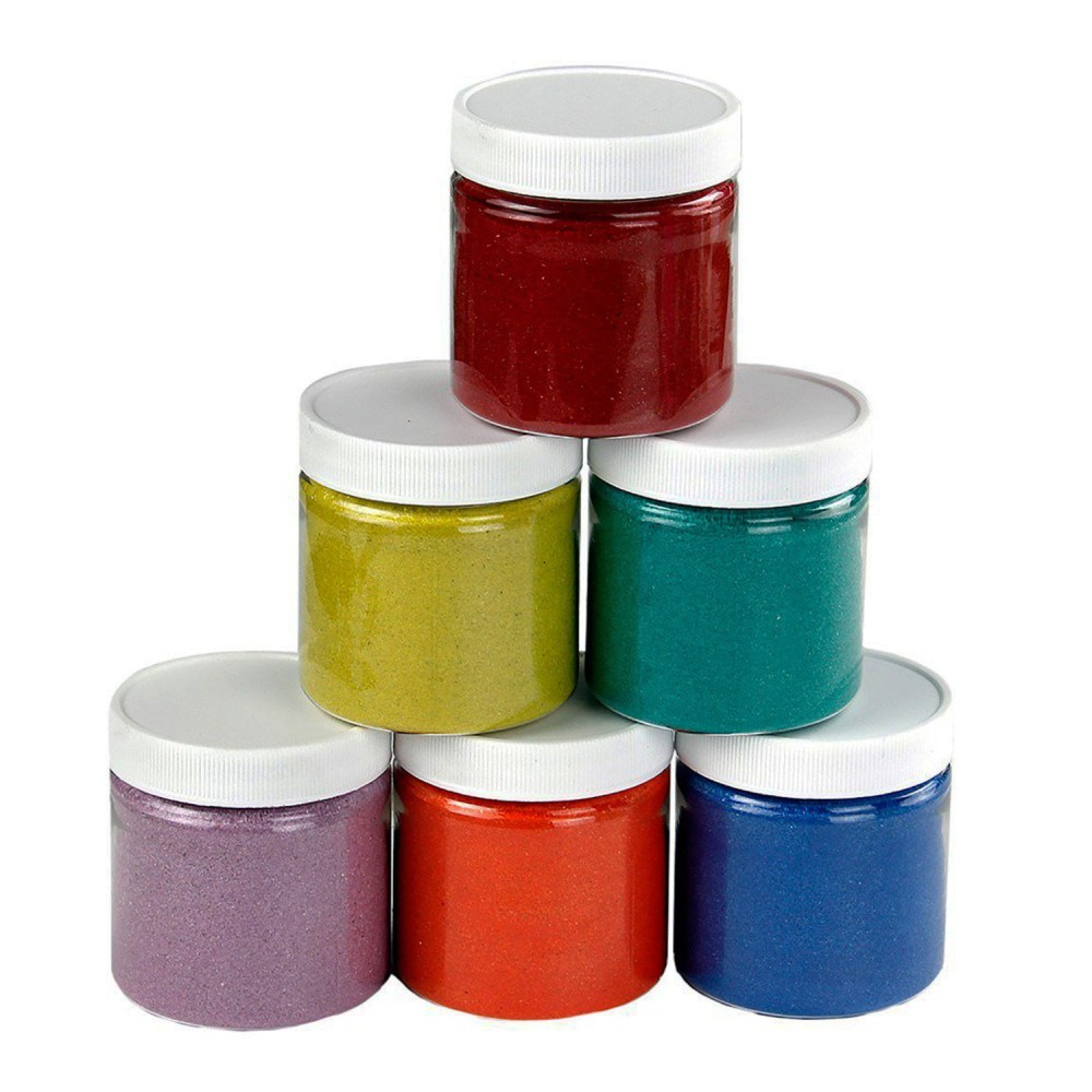 Hygloss Colored Sand, 6 Oz, Assorted Colors, 6 Jars Per Pack, Set Of 2 Packs