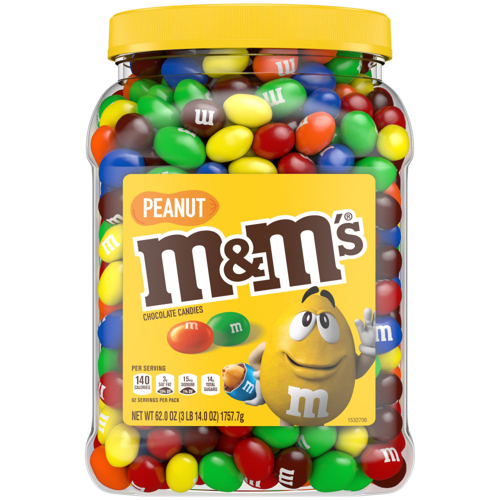 M&Ms Milk Chocolate Peanut Candies Jar, 62 Oz