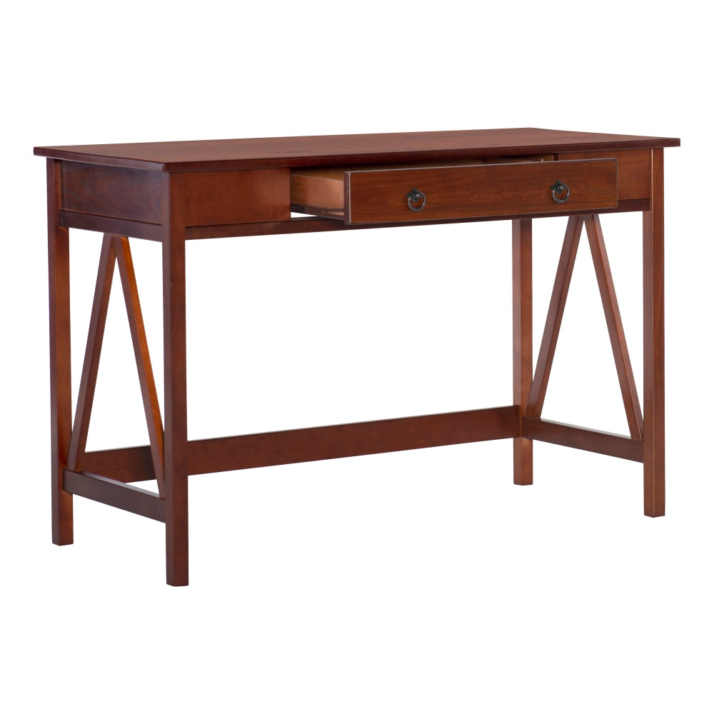 Linon Rockport 46inW Home Office Writing Desk, Antique Tobacco