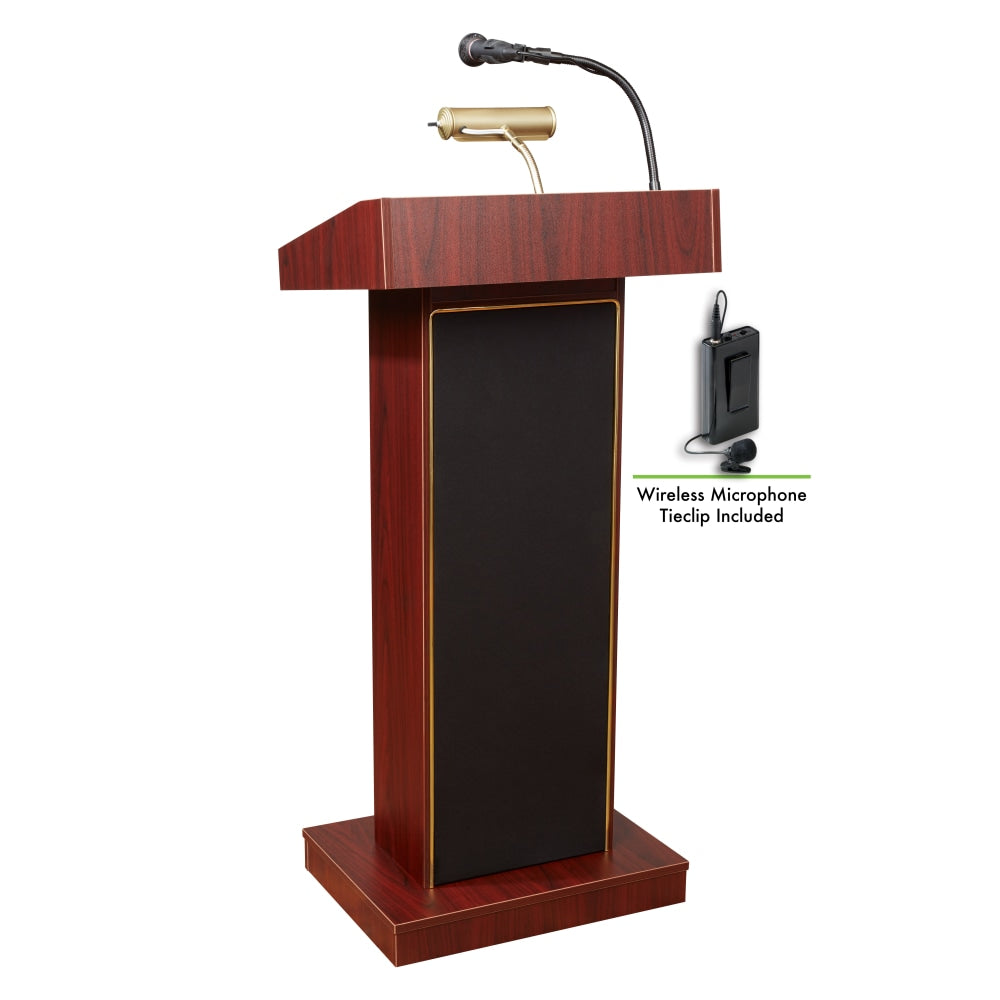 Oklahoma Sound? The Orator Lectern & Wireless Tie Clip/Lavalier Microphone, Mahogany