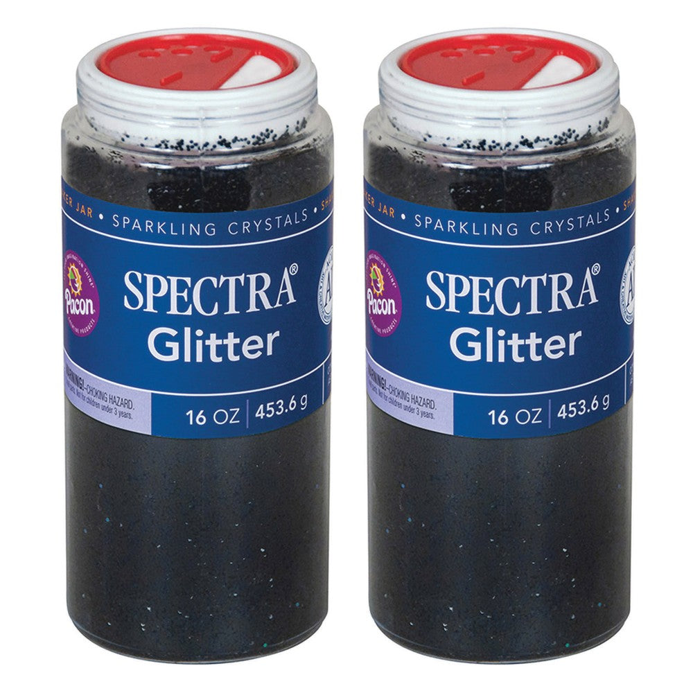 Pacon Spectra Glitter, 1 Lb, Black, Pack Of 2 Jars