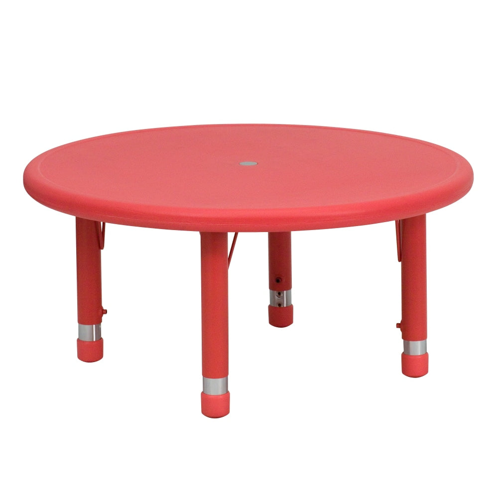 Flash Furniture 33inW Round Plastic Height-Adjustable Activity Table, Red