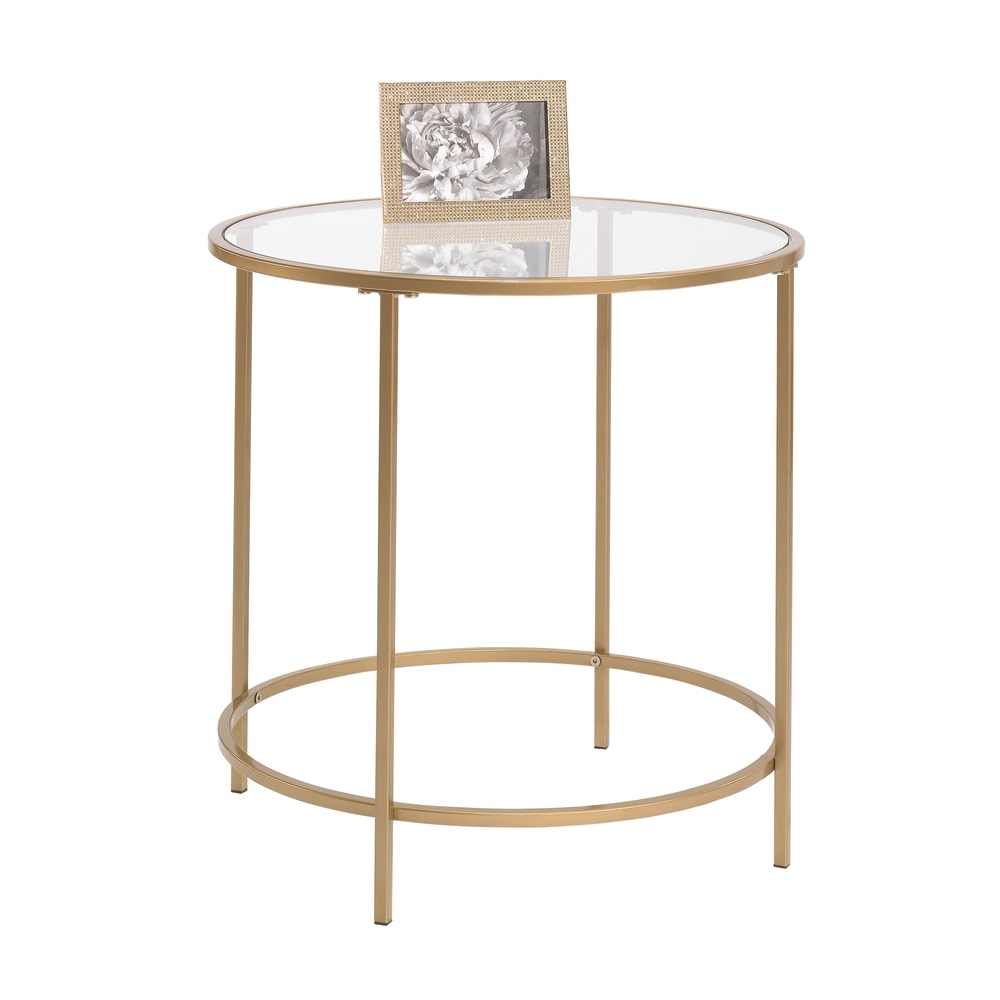 Sauder International Lux Round Side Table, Satin Gold