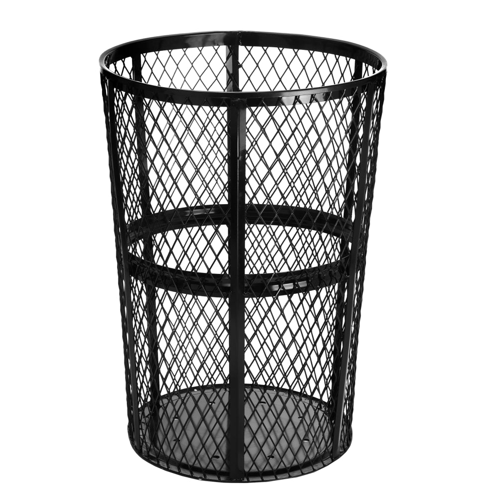 Alpine Industries Metal Mesh Outdoor Trash Receptacles, 48 Gallons, Black, Pack Of 3 Receptacles