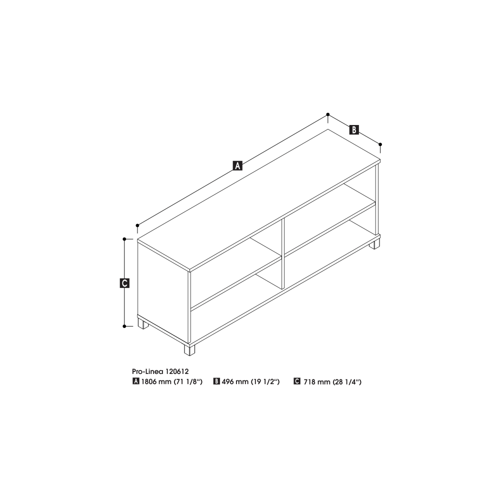 Bestar Pro-Linea 72inW Computer Desk Credenza, Bark Gray