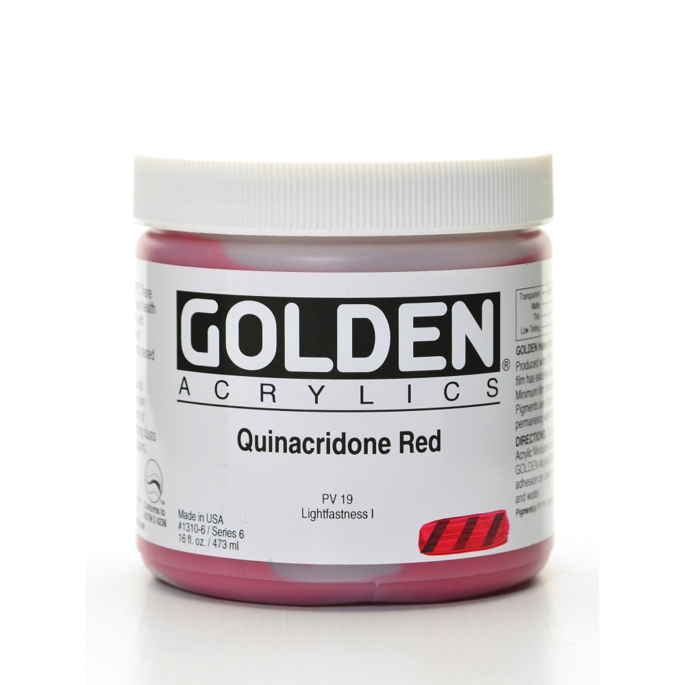 Golden Heavy Body Acrylic Paint, 16 Oz, Quinacridone Red