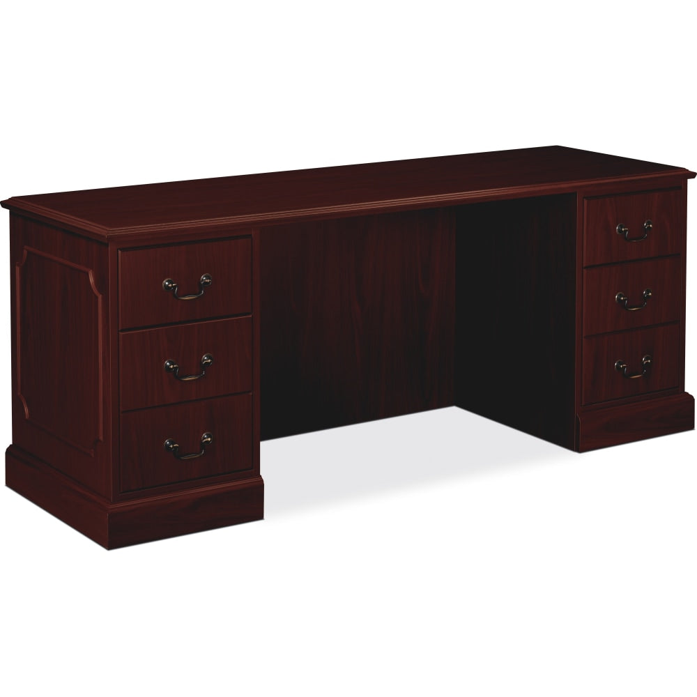 HON 94000 72inW Kneespace Computer Desk Credenza, Mahogany