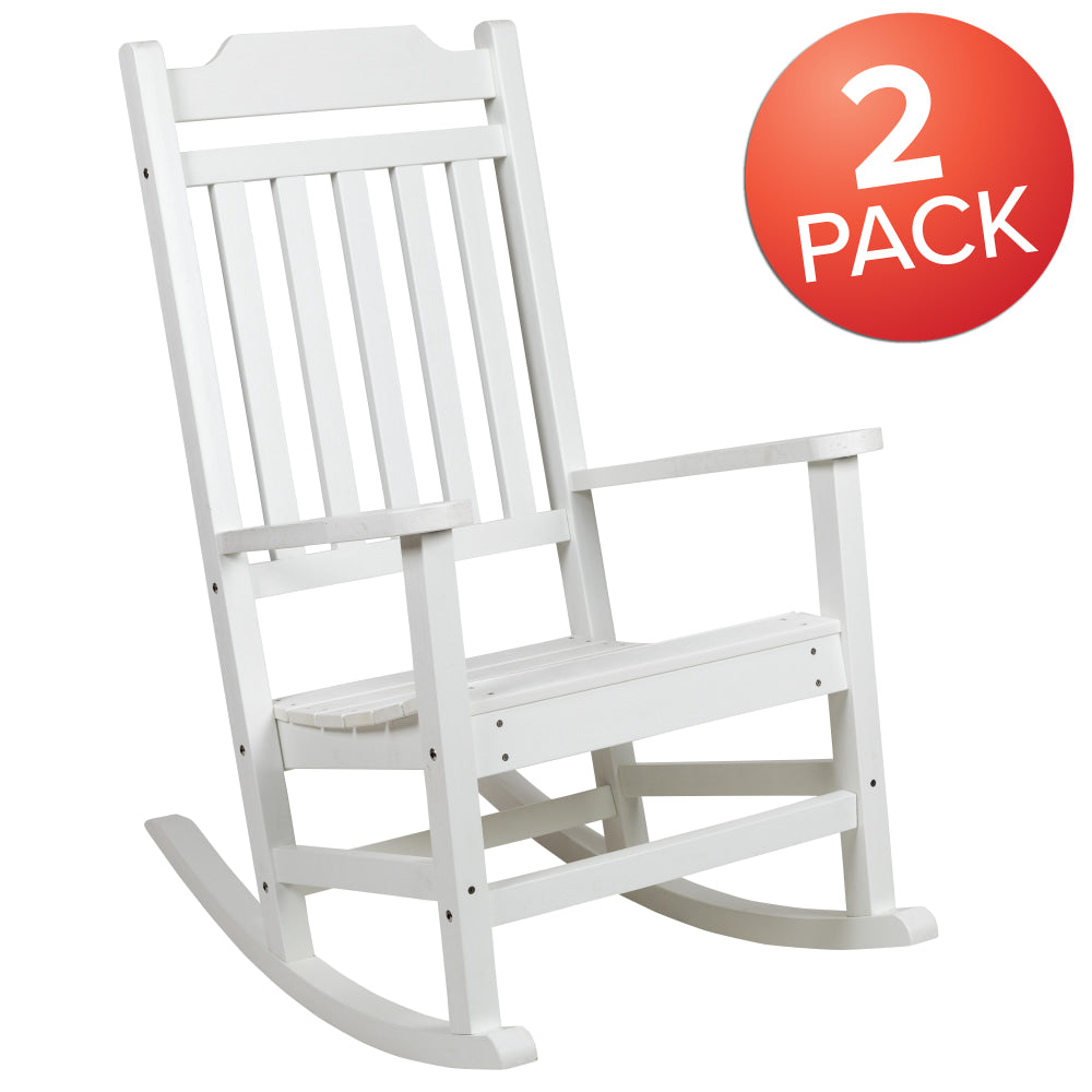 Flash Furniture Winston All-Weather Rocking Chairs, White, Set Of 2 Chairs