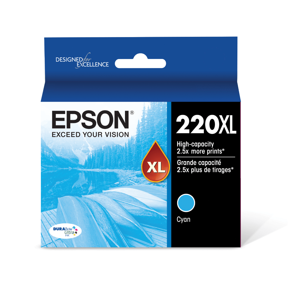 Epson 220XL DuraBrite Cyan Ultra-High-Yield Ink Cartridge, T220XL220-S