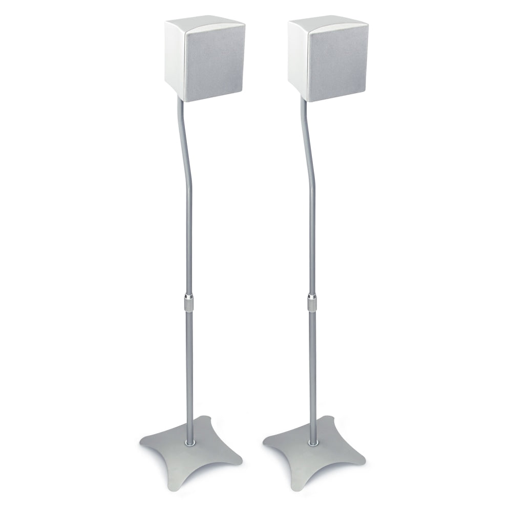 Mount-It! MI-1210S Home Theater Speaker Stands, 27-7/16inH x 8inW x 2-1/2inD, Silver, Set Of 2 Stands