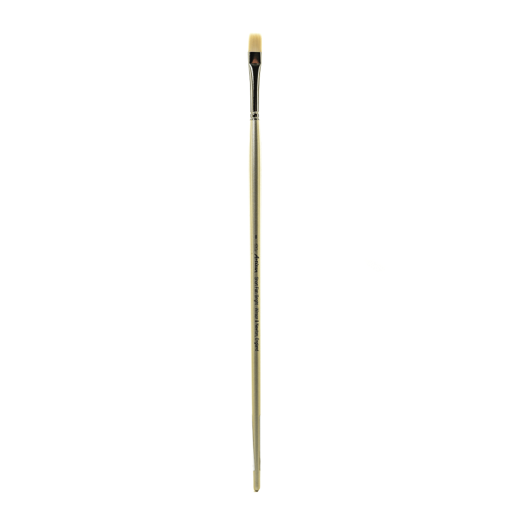 Winsor & Newton Artisan Series Paint Brush, Size 8, Bright Bristle, Synthetic, Silver