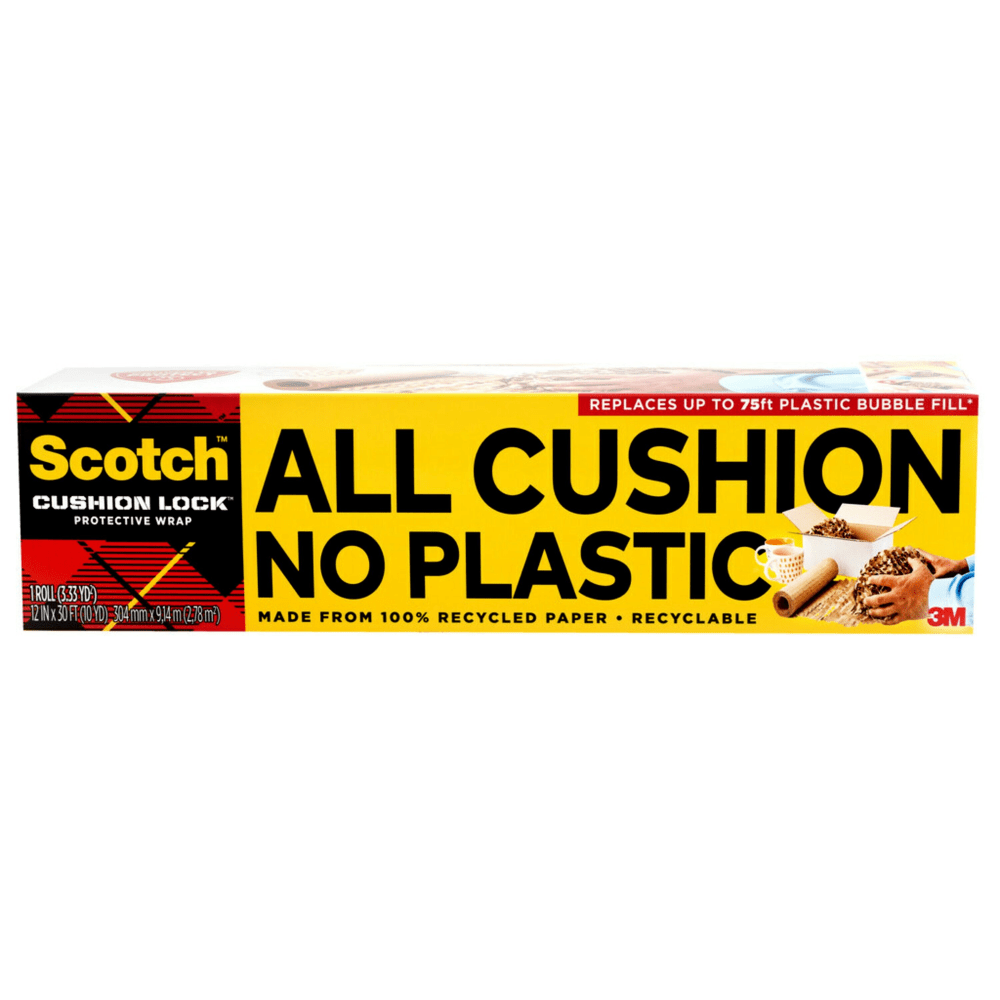 Scotch Cushion Lock Protective Wrap, 12-3/8 in x 30 ft, 1 Roll, Honeycomb Packing Paper, Alternative for Bubble Cushion Wrap, Brown