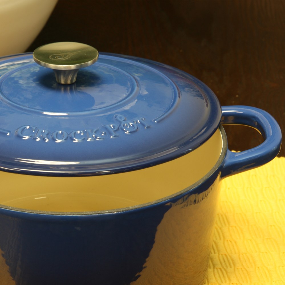 Crock Pot Artisan 5-Quart Enameled Cast Iron Dutch Oven, Sapphire Blue