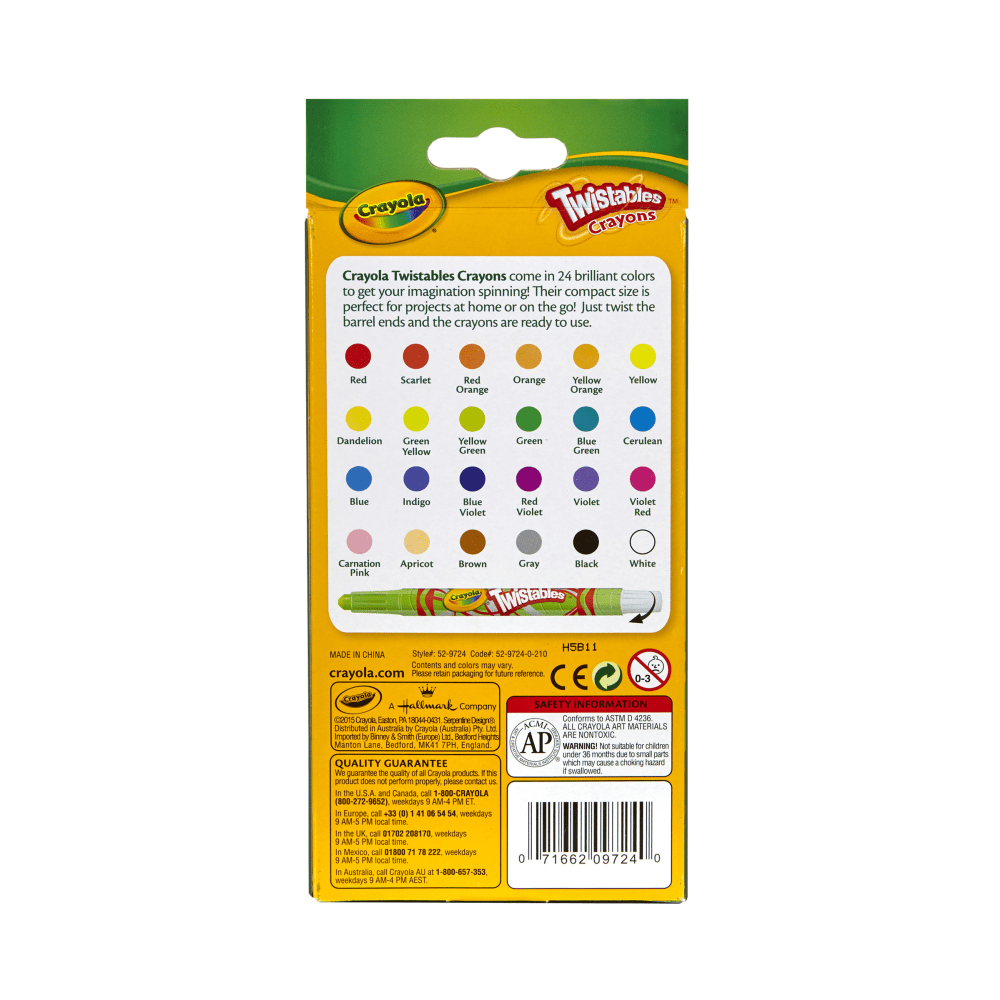 Crayola Twistables Crayons With Plastic Container, Mini Size, Assorted Colors, Pack Of 24 Crayons