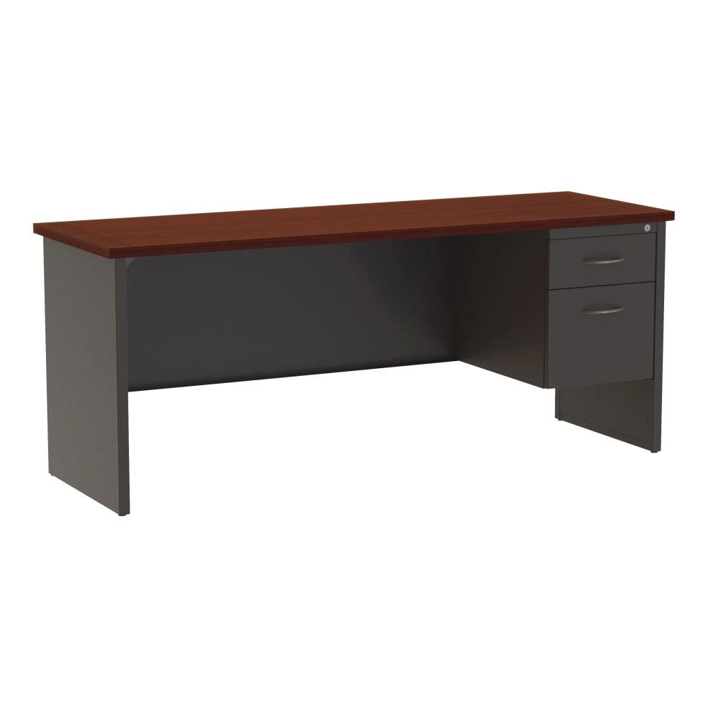 WorkPro Modular 72inW Right-Pedestal Computer Desk, Charcoal/Mahogany