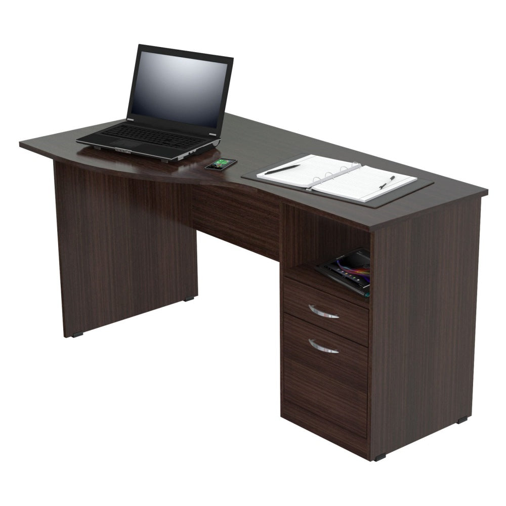 Inval Contemporary Curved Top 55inW Writing Desk, Espresso-Wengue