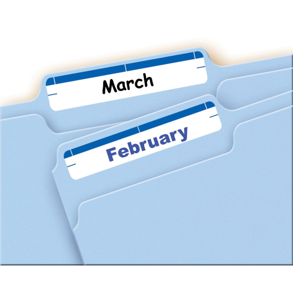 Avery File Folder Labels On 4in x 6in Sheet With Easy Peel, 5200, Rectangle, 2/3in x 3-7/16in, White With Blue Color Bar, Pack Of 252 Labels