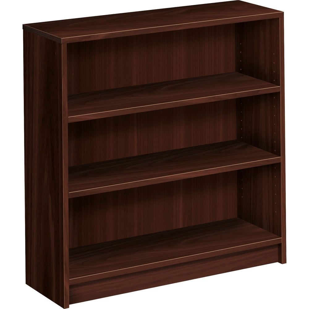 HON 1870-Series Laminate Modular Shelving Bookcase, 3 Shelves (2 Adjustable), 36inH x 36inW x 11-1/2inD, Mahogany