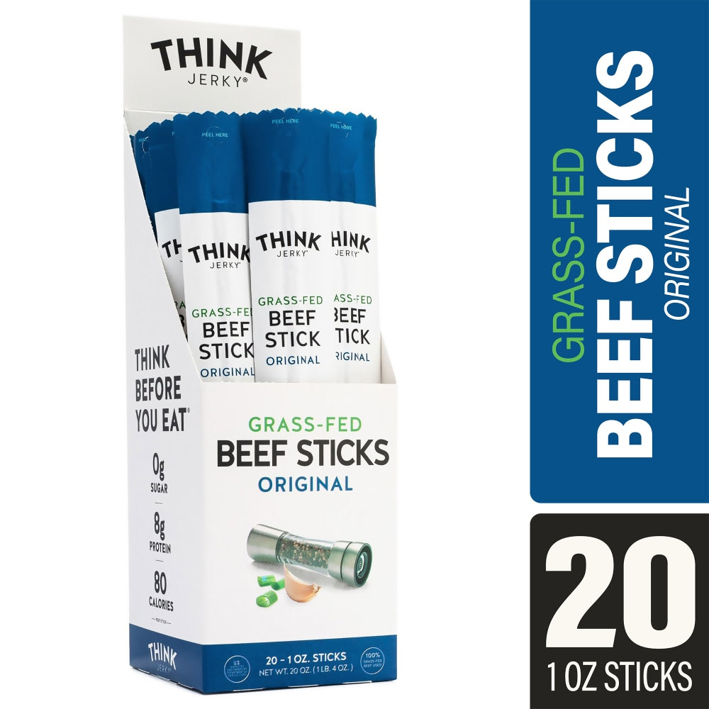 Think Jerky Grass-Fed Beef Sticks, 1 Oz, Pack Of 20 Sticks