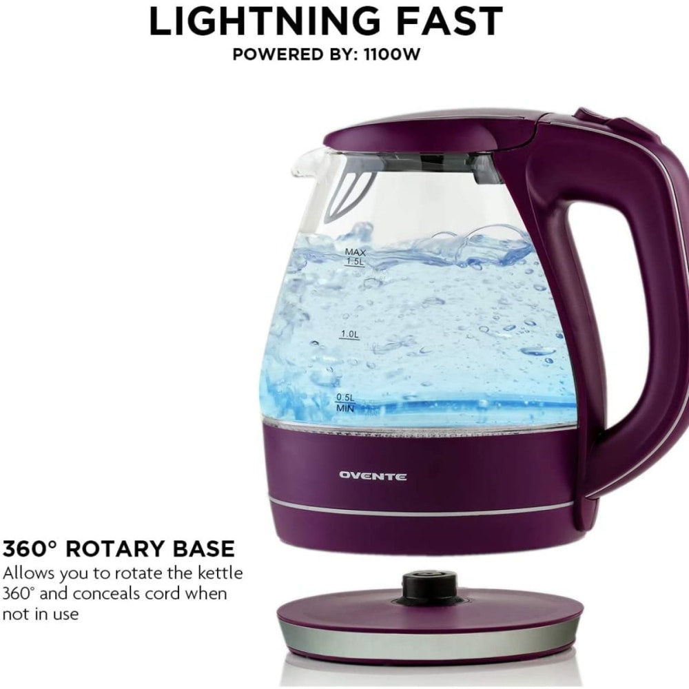 Ovente KG83B 1.5 Liter Electric Hot Water Kettle, Purple