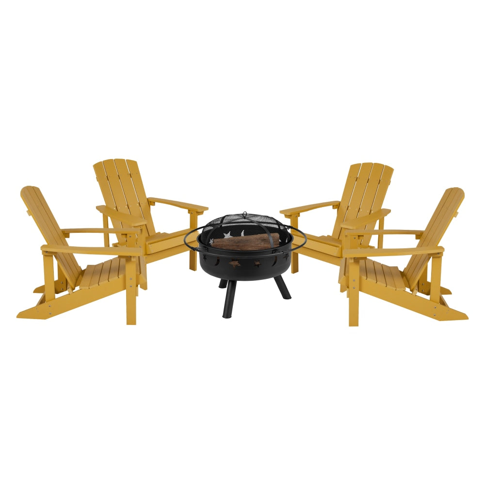 Flash Furniture 5-Piece Charlestown Adirondack Chair Set, Yellow