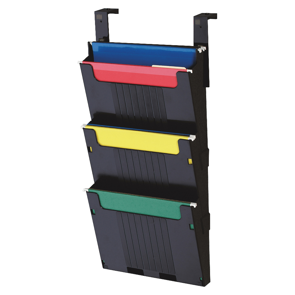 Deflecto 3-Pocket Partition Pocket System, 25inH x 12-5/8inW x 3-15/16inD, Black