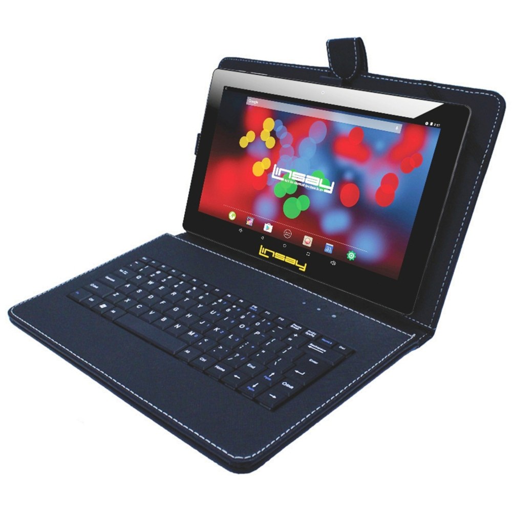 Linsay F10IPS Tablet, 10.1in Screen, 2GB Memory, 32GB Storage, Android 12, Black Keyboard