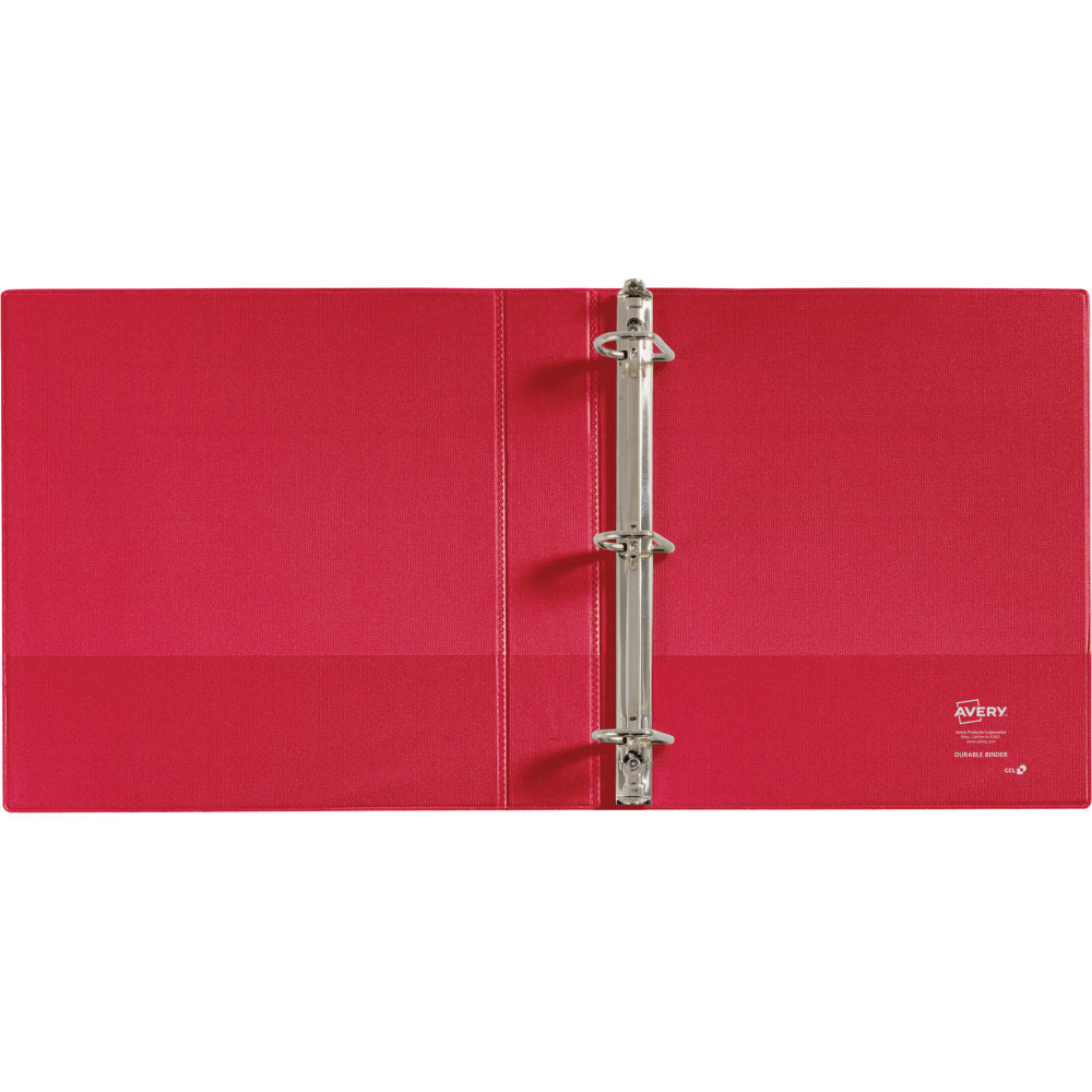 Avery Durable 3-Ring Binder With EZ-Turn Rings, 1 1/2in D-Rings, 45% Recycled, Red