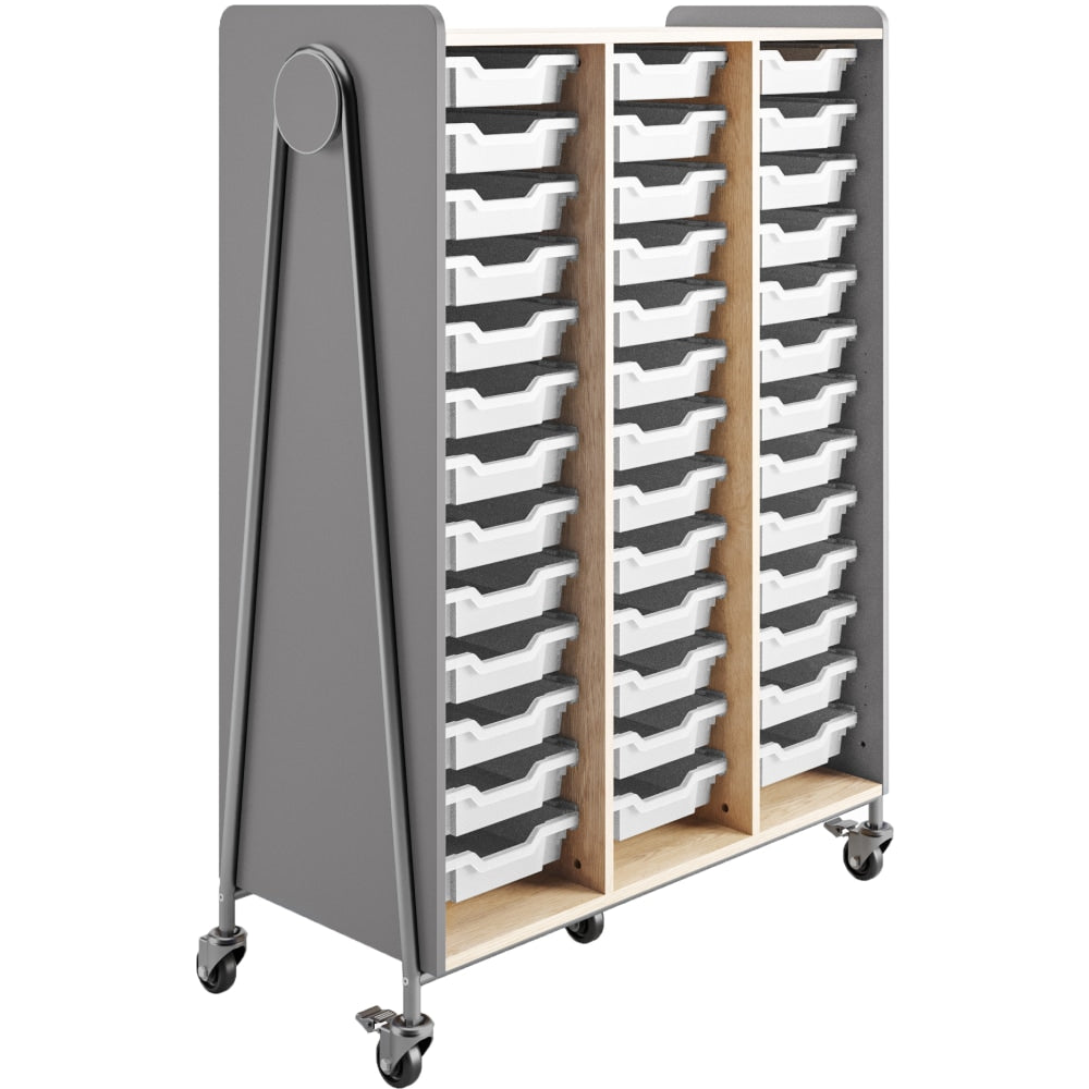 Safco Whiffle Triple-Column 39-Drawer Mobile Storage Cart, 60inH x 43-1/4inW x 19-3/4inD, Gray