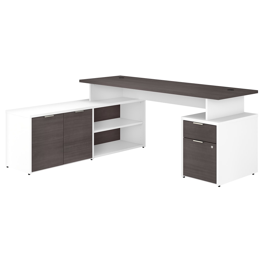 Bush Business Furniture 72inW Jamestown L-Shaped Corner Desk With Drawers, Storm Gray/White, Standard Delivery