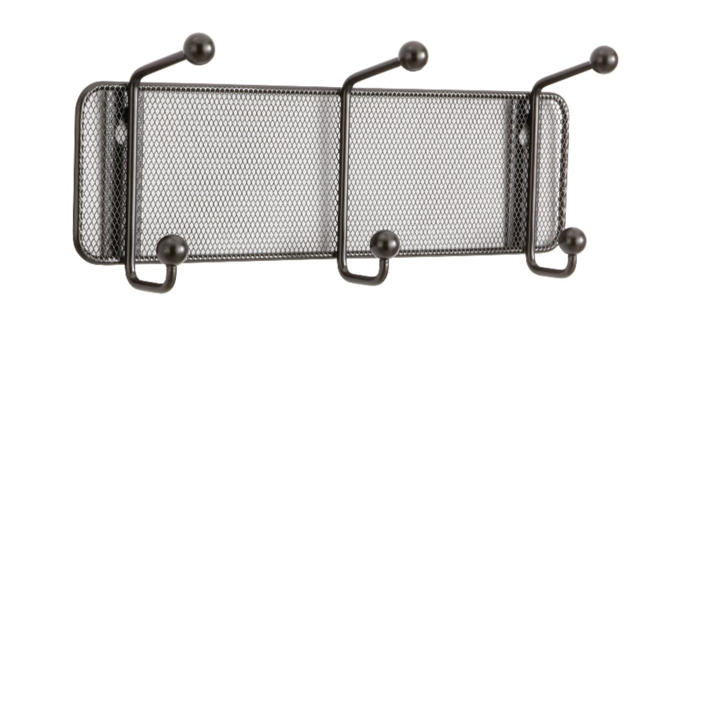 Safco Onyx Mesh Wall Rack, 3 Double Hooks, Black