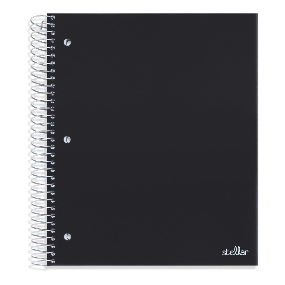 Office Depot Brand Stellar Poly Notebook, 8in x 10-1/2in, 5 Subject, Wide Ruled, 200 Sheets, Black